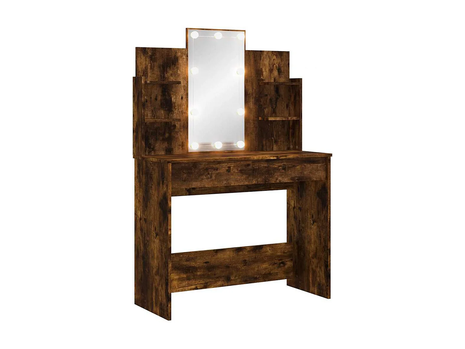 Schminktisch mit LED-Leuchten Räuchereiche 96x40x142 cm