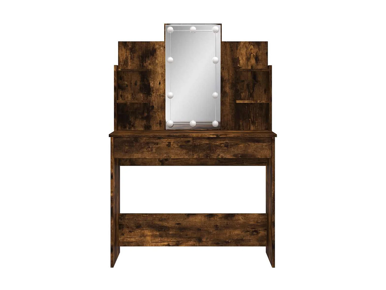 Schminktisch mit LED-Leuchten Räuchereiche 96x40x142 cm
