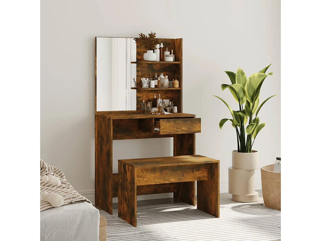 Ensemble de coiffeuse Chêne fumé 74,5x40x141 cm