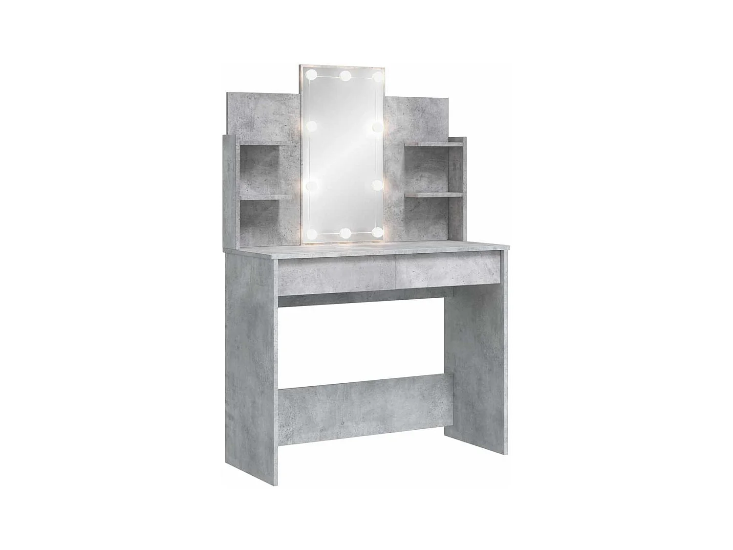 Schminktisch mit LED-Leuchten Betongrau 96x40x142 cm