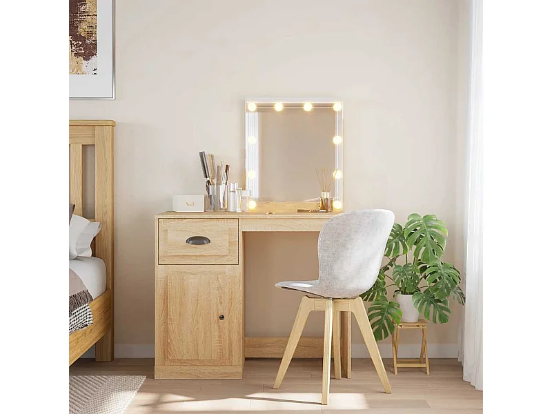 Toucador com luzes LED 90x42x132,5 cm carvalho sonoma