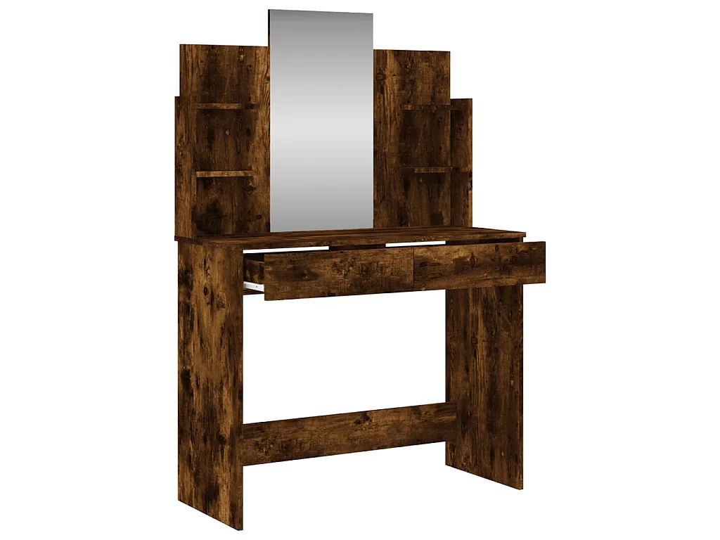 Coiffeuse avec miroir chêne fumé 96x39x142 cm