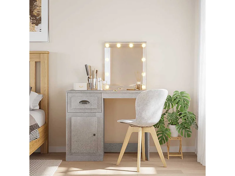 Schminktisch mit LED-Leuchten Betongrau 90x42x132,5 cm