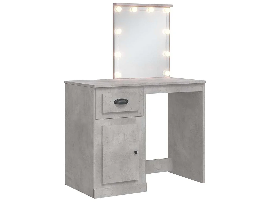 Schminktisch mit LED-Leuchten Betongrau 90x42x132,5 cm