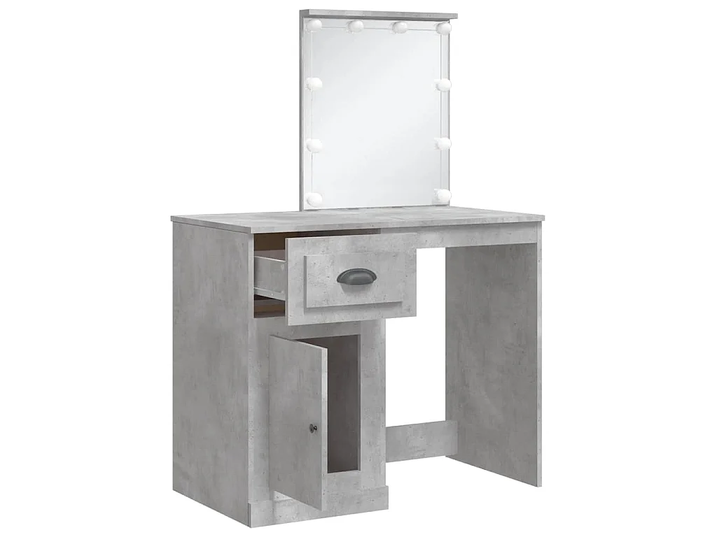 Schminktisch mit LED-Leuchten Betongrau 90x42x132,5 cm