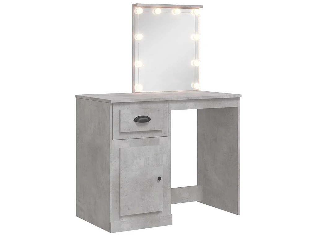 Schminktisch mit LED-Leuchten Betongrau 90x42x132,5 cm