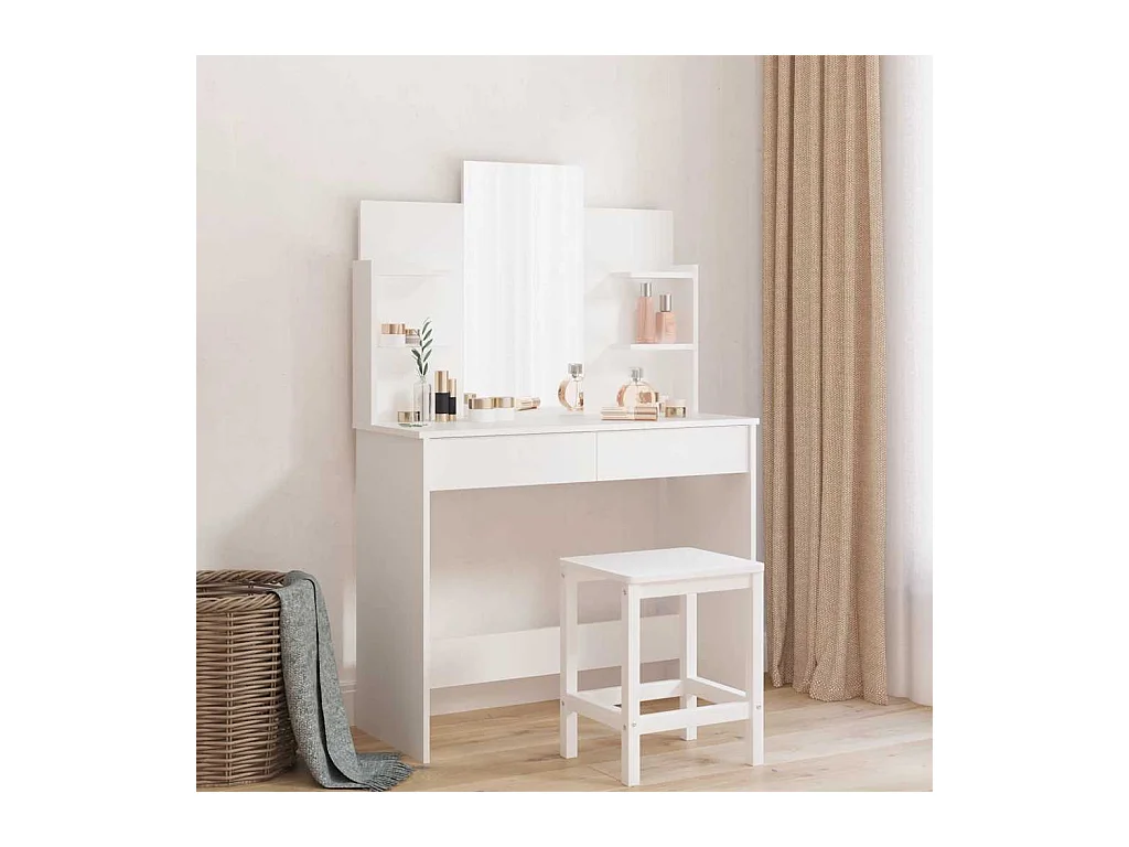 Coiffeuse avec miroir blanc 96x39x142 cm