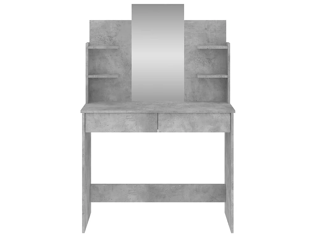 Tocador con espejo color gris hormigón 96x39x142 cm
