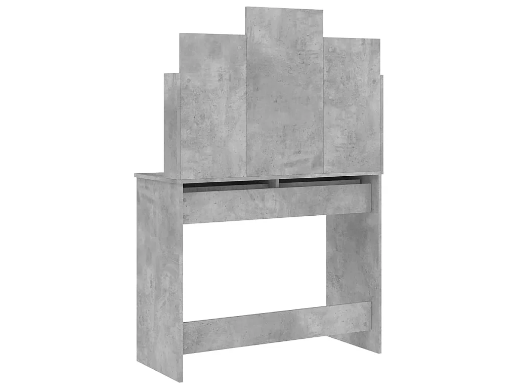 Tocador con espejo color gris hormigón 96x39x142 cm