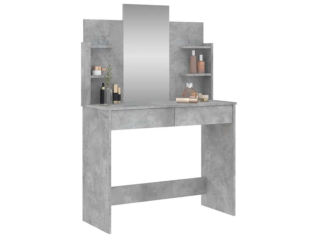 Schminktisch mit Spiegel Betongrau 96x39x142 cm