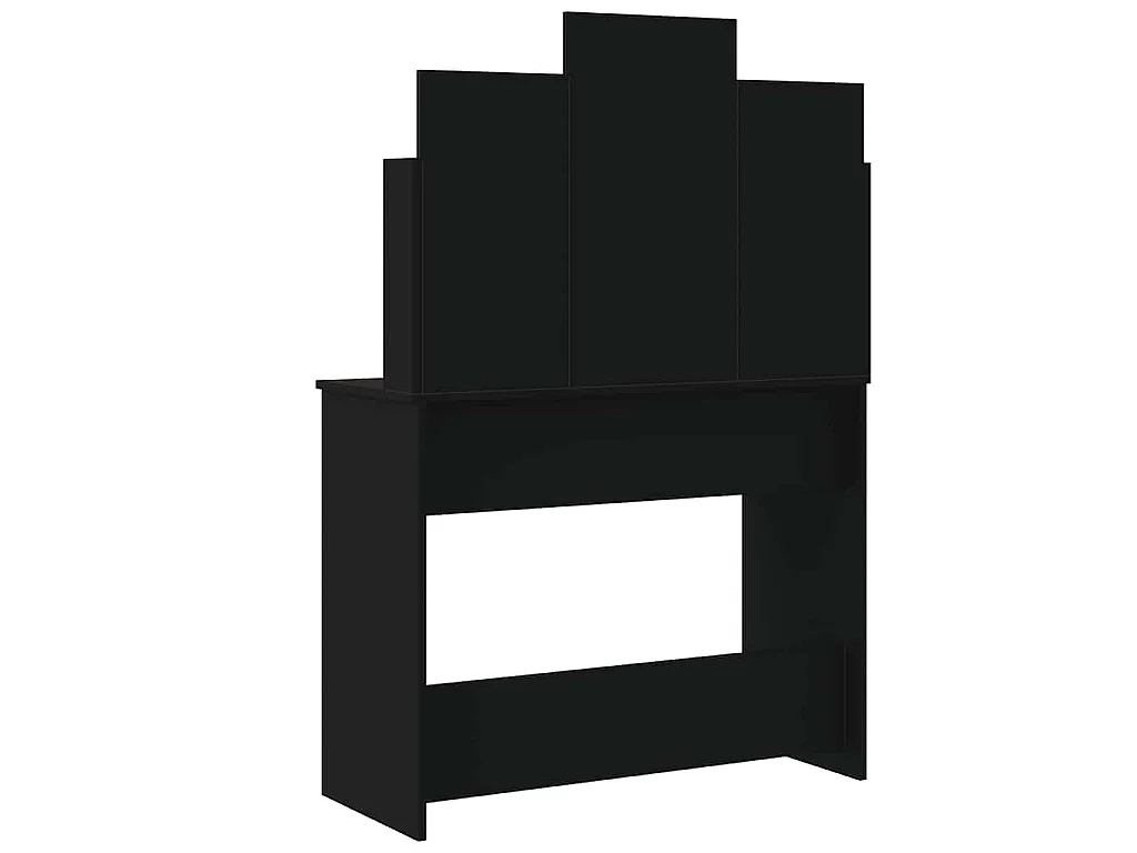 Tocador con luces LED negro 96x40x142 cm