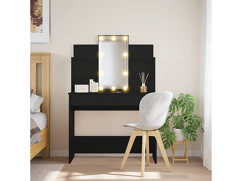 Toucador com luzes LED 96x40x142 cm preto