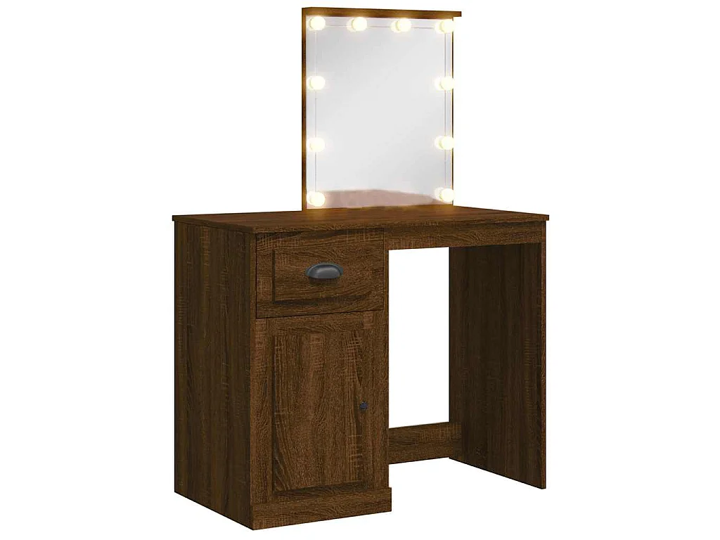 Coiffeuse avec lumières LED chêne marron 90x42x132,5 cm