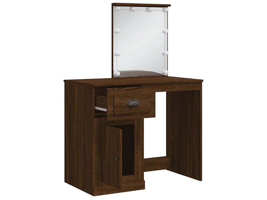 Coiffeuse avec lumières LED chêne marron 90x42x132,5 cm