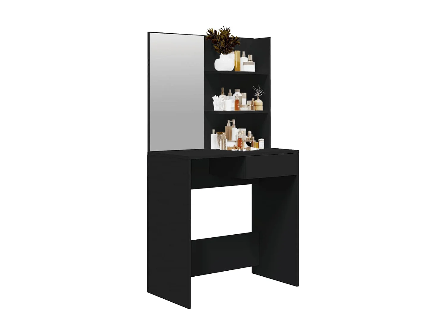 Tocador con espejo negro 74,5x40x141 cm