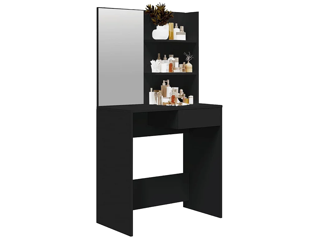 Toeletta con Specchio Nero 74,5x40x141 cm