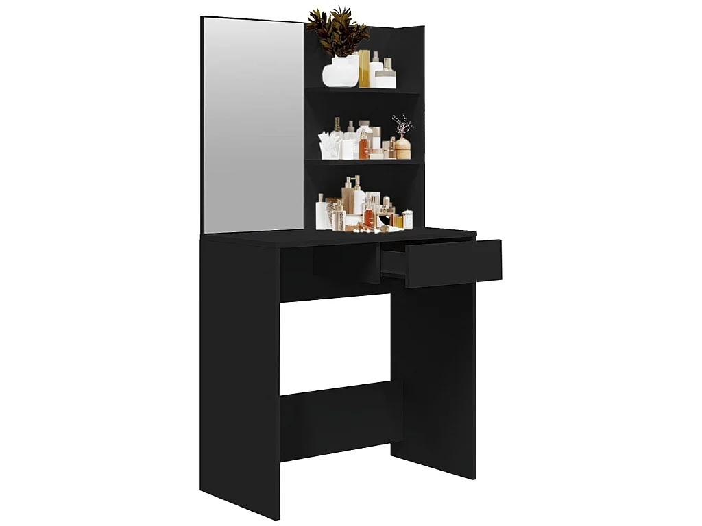 Toeletta con Specchio Nero 74,5x40x141 cm