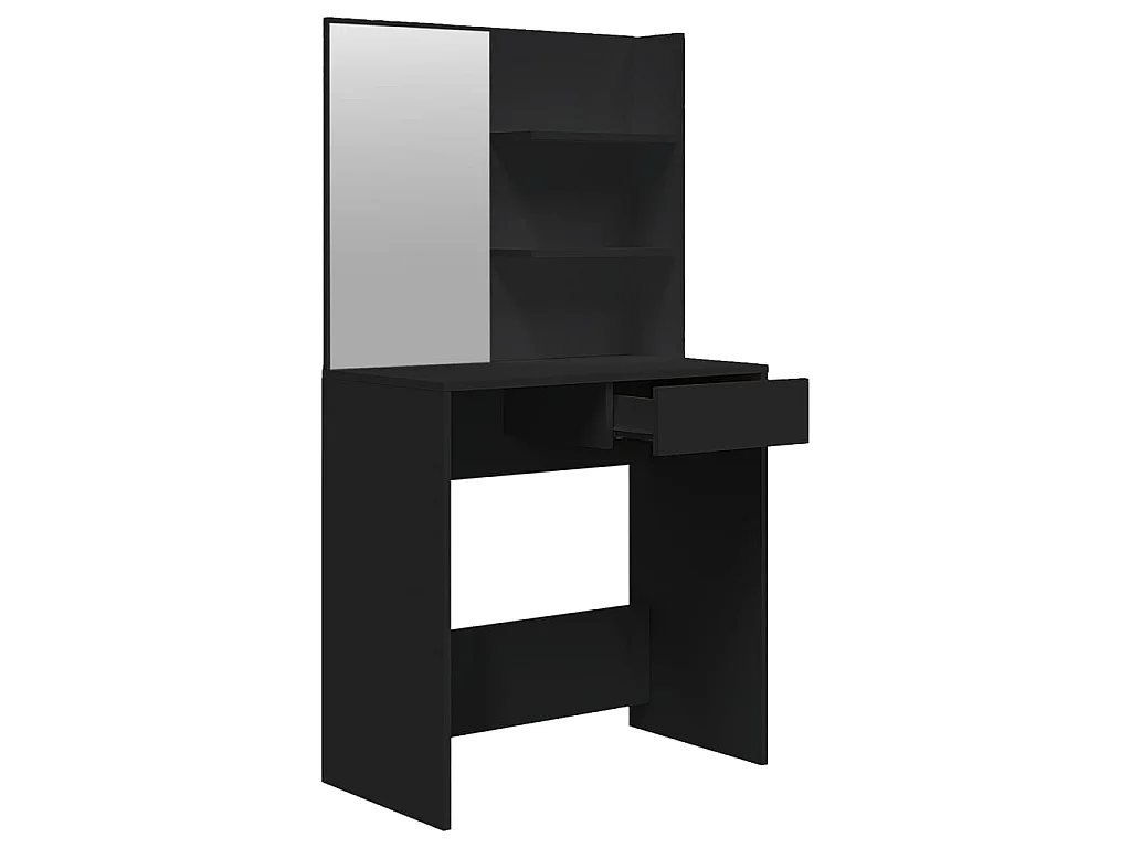 Toeletta con Specchio Nero 74,5x40x141 cm