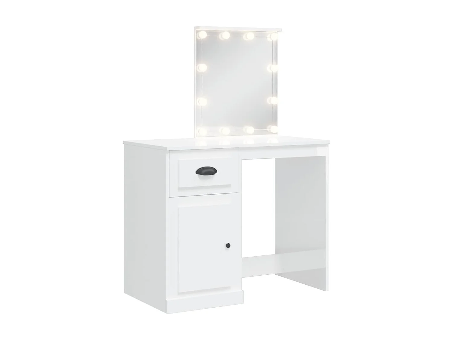 Toeletta con Luci LED Bianco Lucido 90x42x132,5 cm