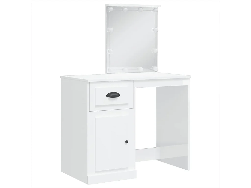 Toeletta con Luci LED Bianco Lucido 90x42x132,5 cm