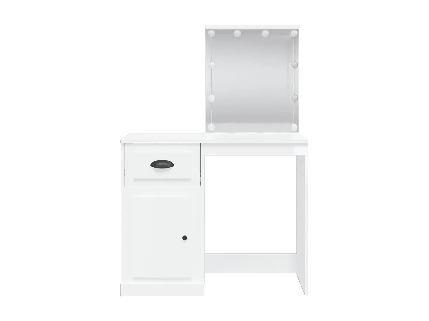 Toeletta con Luci LED Bianco Lucido 90x42x132,5 cm