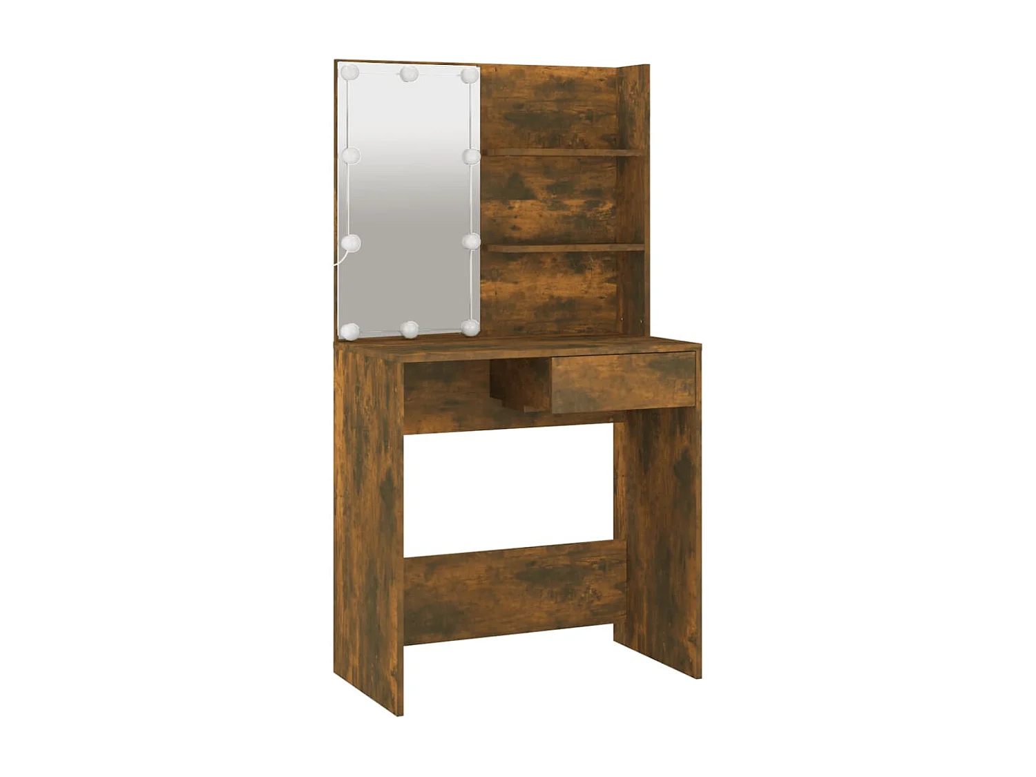 Juego de tocador con LED madera contrachapada roble ahumado