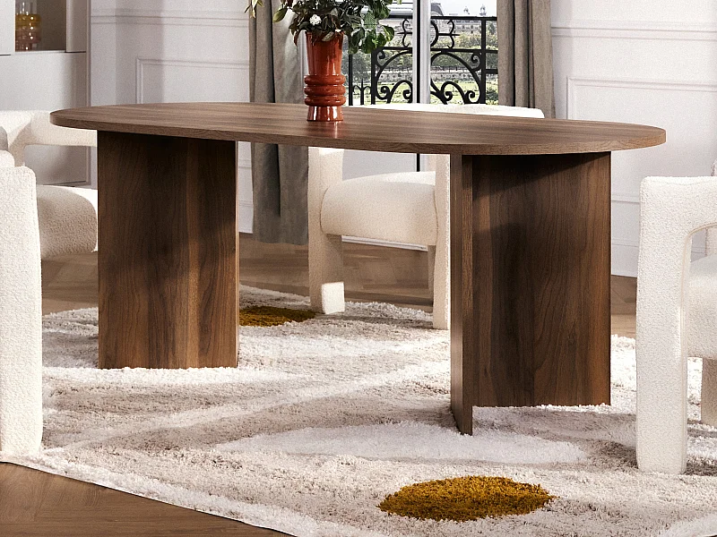 Eettafel 8 plaatsen - Donker naturel - TOPANIA