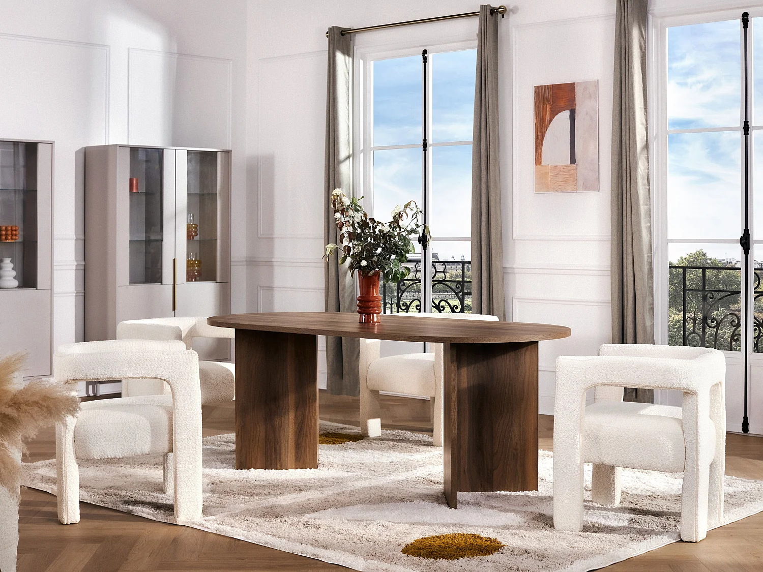 Eettafel 8 plaatsen - Donker naturel - TOPANIA