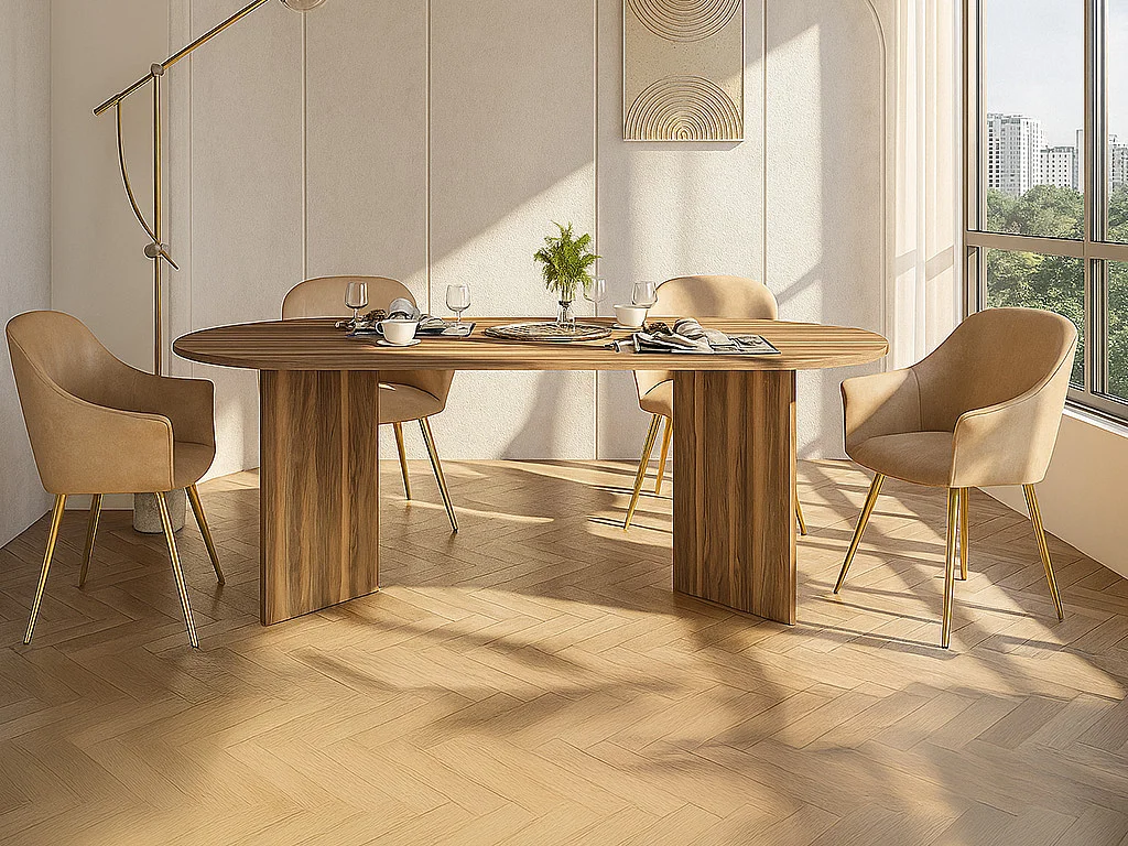 Mesa de comedor 8 personas - Natural oscuro - TOPANIA