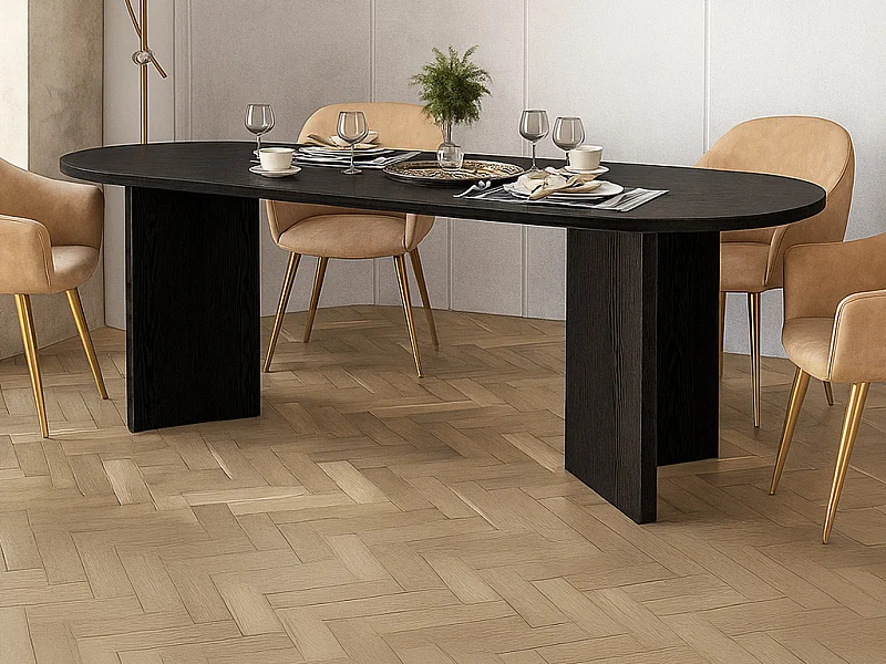 Eettafel 8 plaatsen - Zwart - TOPANIA