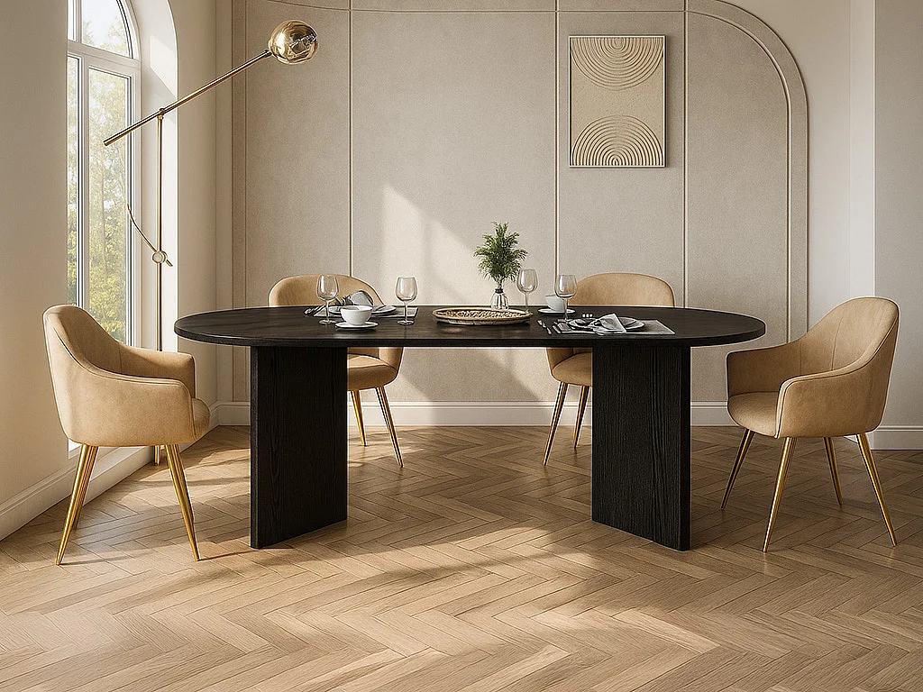 Table à manger 8 personnes - Noir - TOPANIA