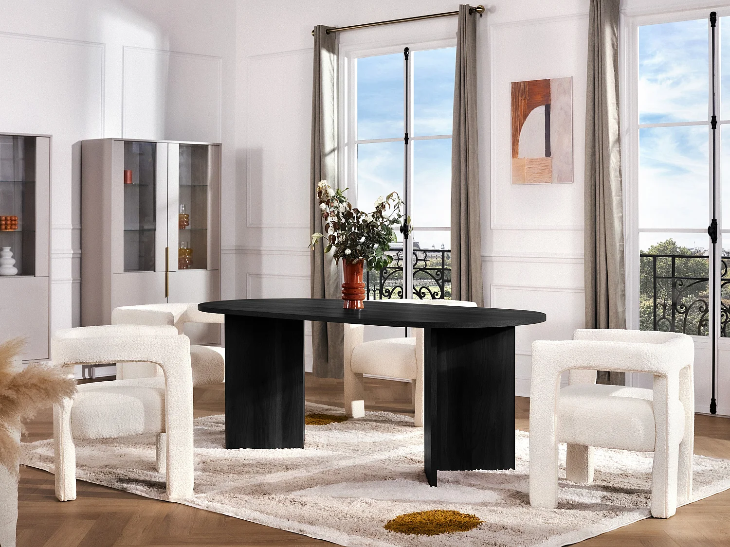 Table à manger 8 personnes - Noir - TOPANIA