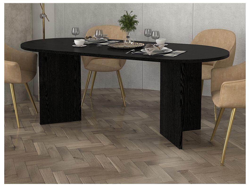 Table à manger 8 personnes - Noir - TOPANIA