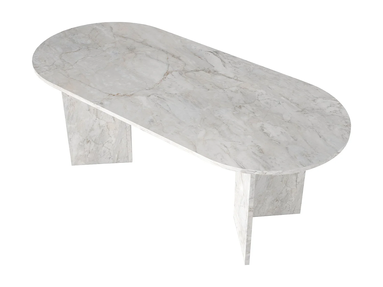 Tavolo da pranzo 8 persone Effetto marmo Bianco - TOPANIA