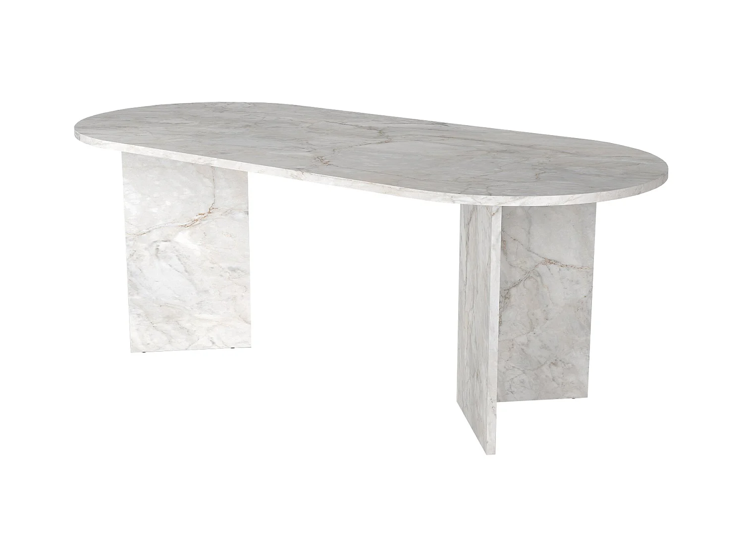 Mesa comedor 8 personas - Efecto mármol blanco - TOPANIA