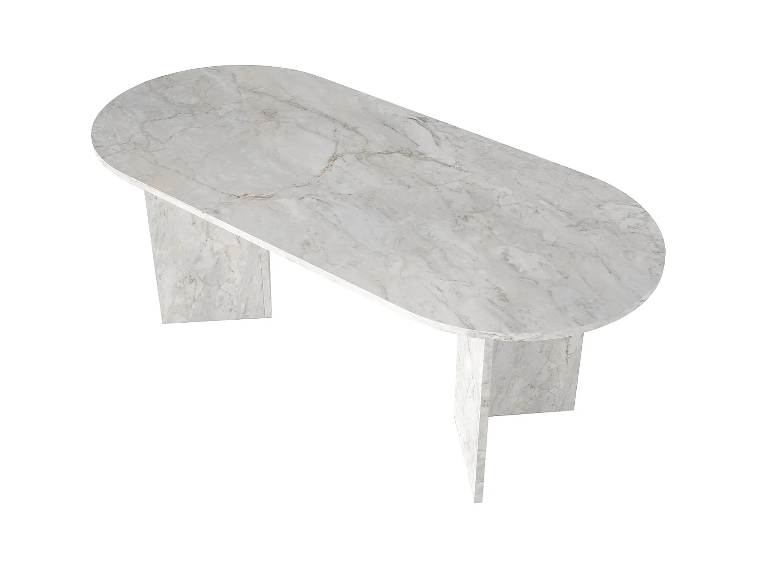 Mesa comedor 8 personas - Efecto mármol blanco - TOPANIA