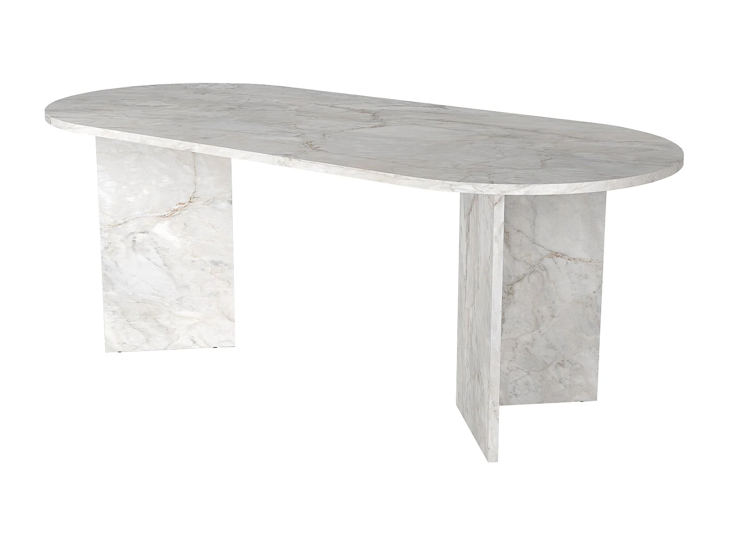Matbord för 8 personer vit marmoreffekt TOPANIA