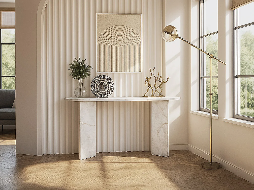 Sidetable - Witte marmerlook - TOPANIA