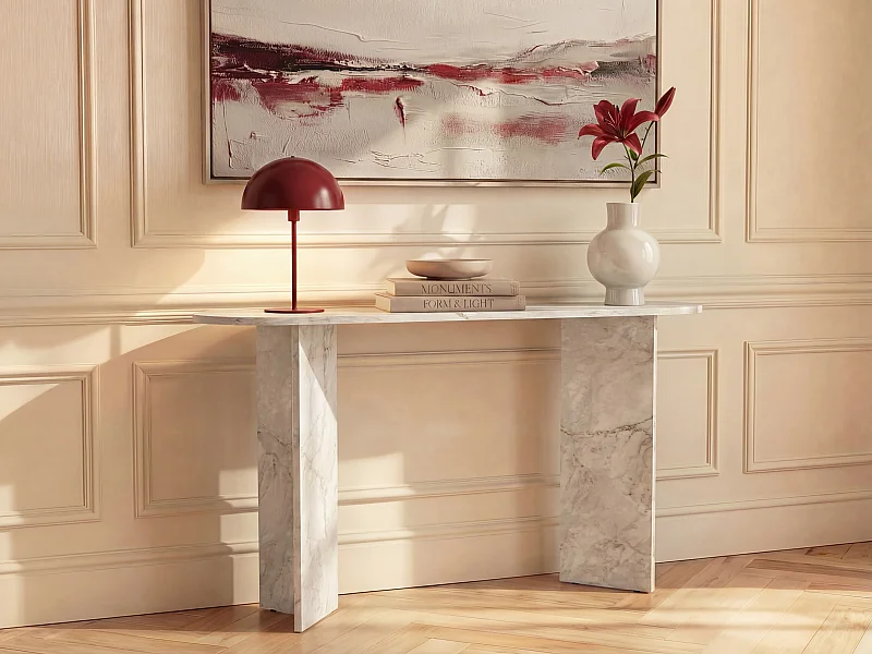 Sidetable - Witte marmerlook - TOPANIA
