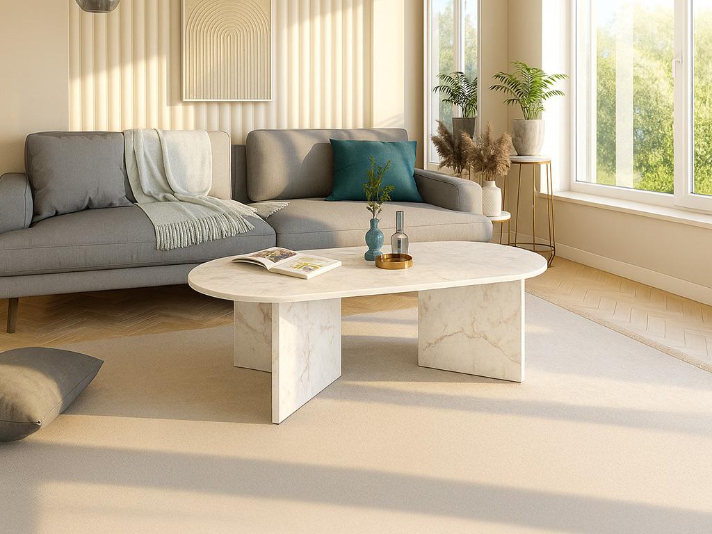 Couchtisch - Marmor-Optik Weiß - TOPANIA günstig online kaufen