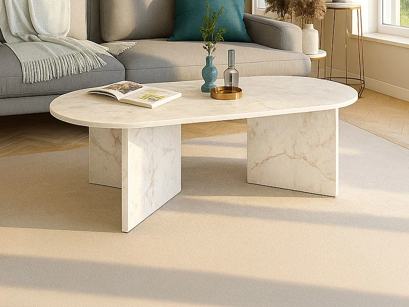 Couchtisch - Marmor-Optik Weiß - TOPANIA