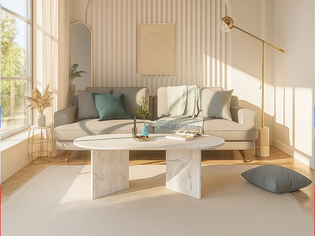 Table basse - Effet marbre blanc - TOPANIA