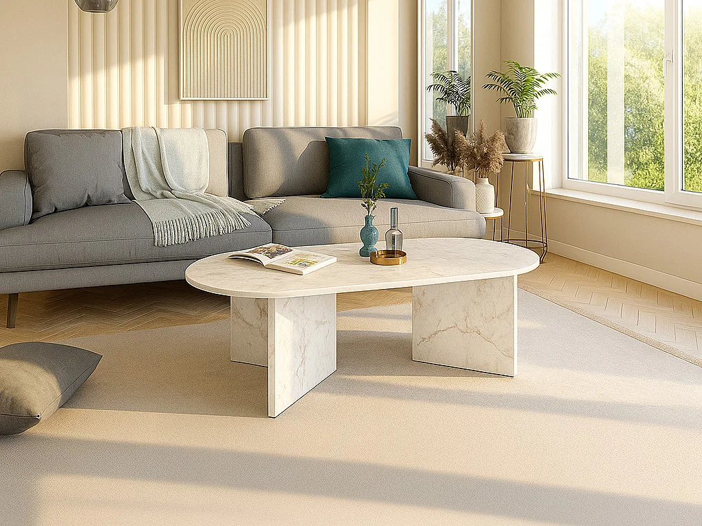 Couchtisch - Marmor-Optik Weiß - TOPANIA