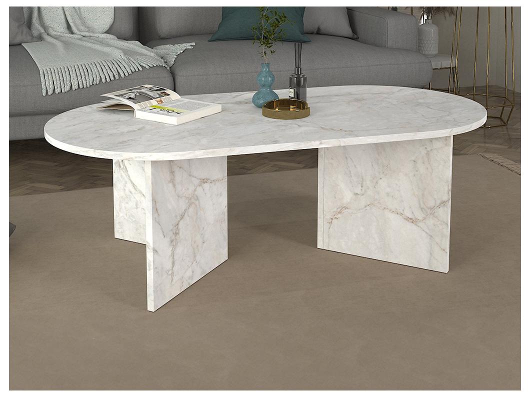 Table basse - Effet marbre blanc - TOPANIA
