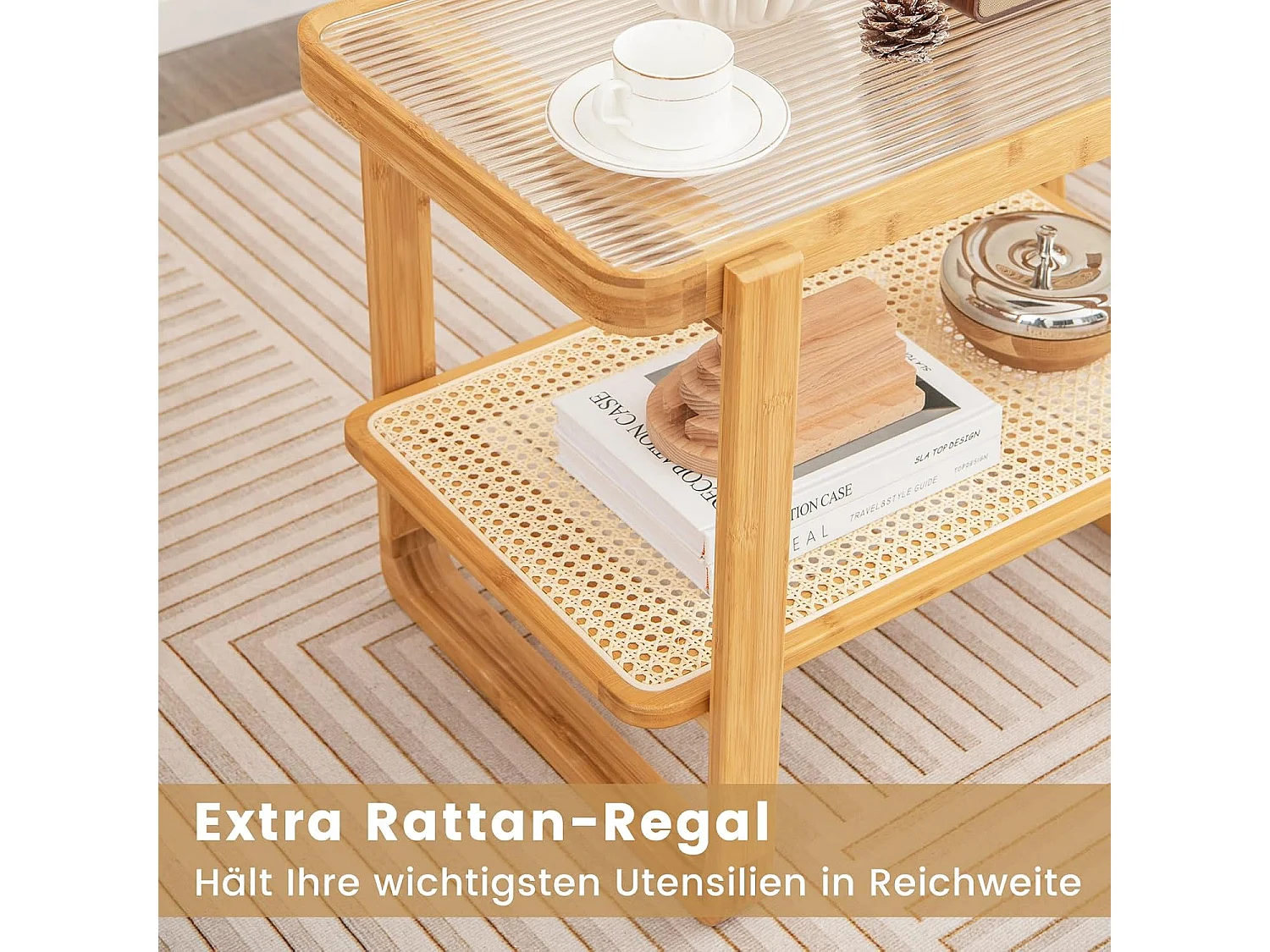 Beistelltisch, Glas, 70,5 x 44,5 x 54,5 cm