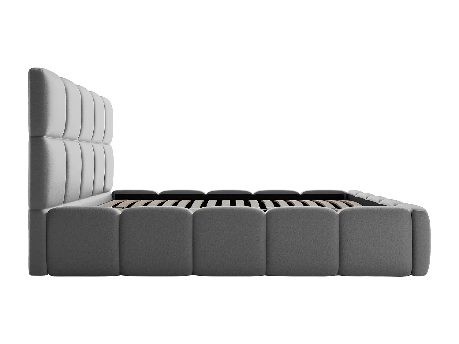 Cama com espaço de arrumação 140x190 cm tecido efeito pele cinza + colchão - DAMADO de Pascal Morabito