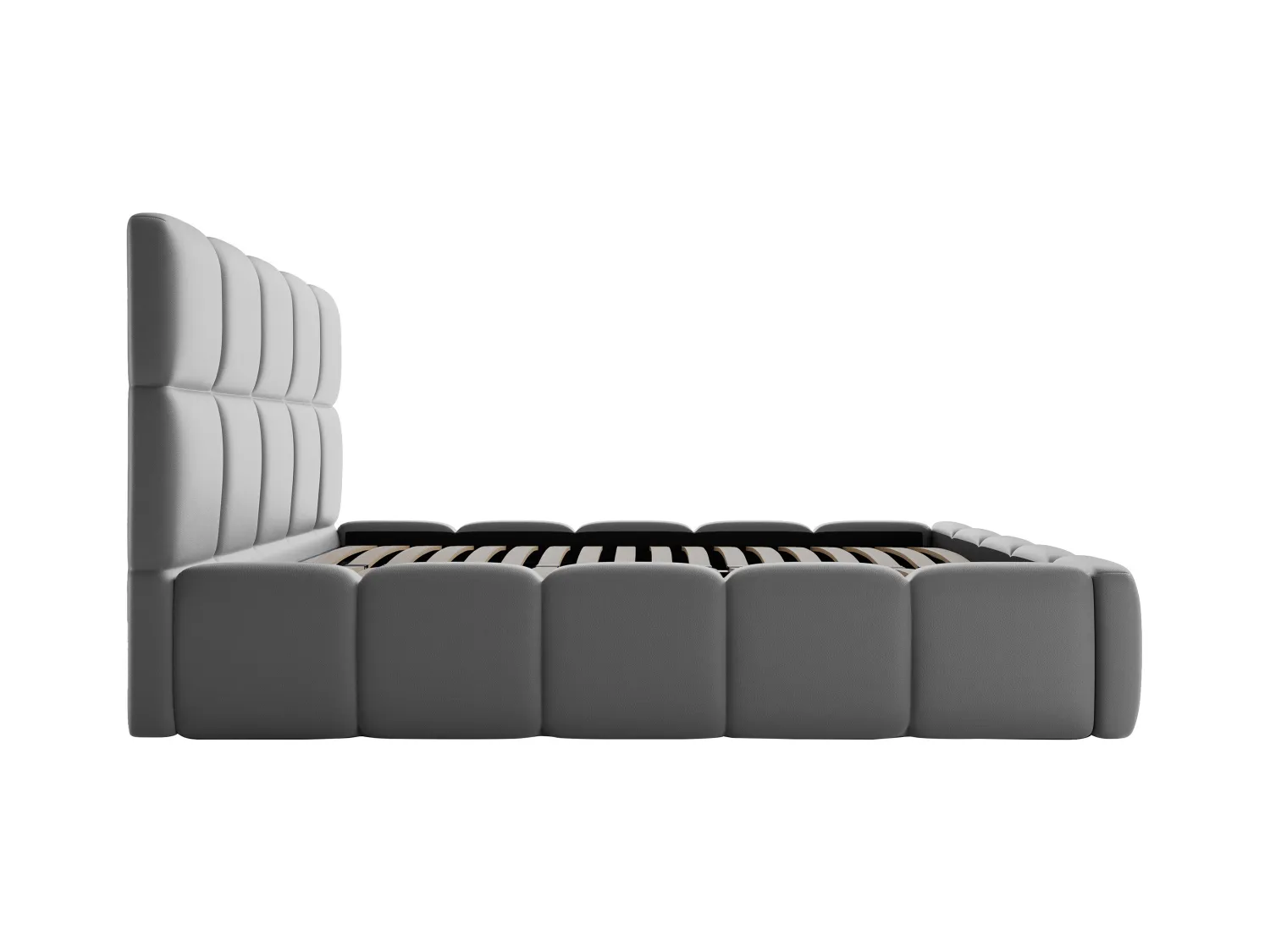 Lit coffre 140 x 190 cm - Tissu effet cuir - Gris + Matelas - DAMADO de Pascal Morabito