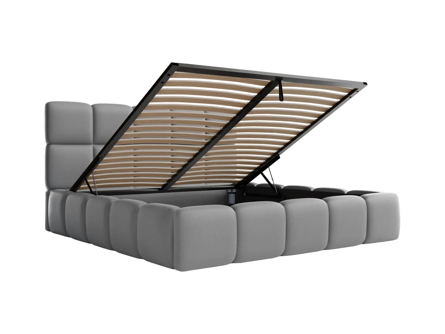 Lit coffre 140 x 190 cm - Tissu effet cuir - Gris + Matelas - DAMADO de Pascal Morabito