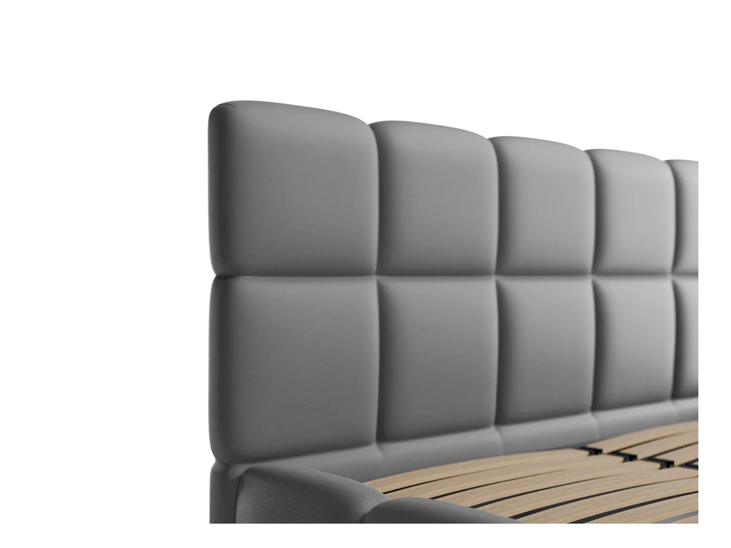 Lit coffre 140 x 190 cm - Tissu effet cuir - Gris + Matelas - DAMADO de Pascal Morabito