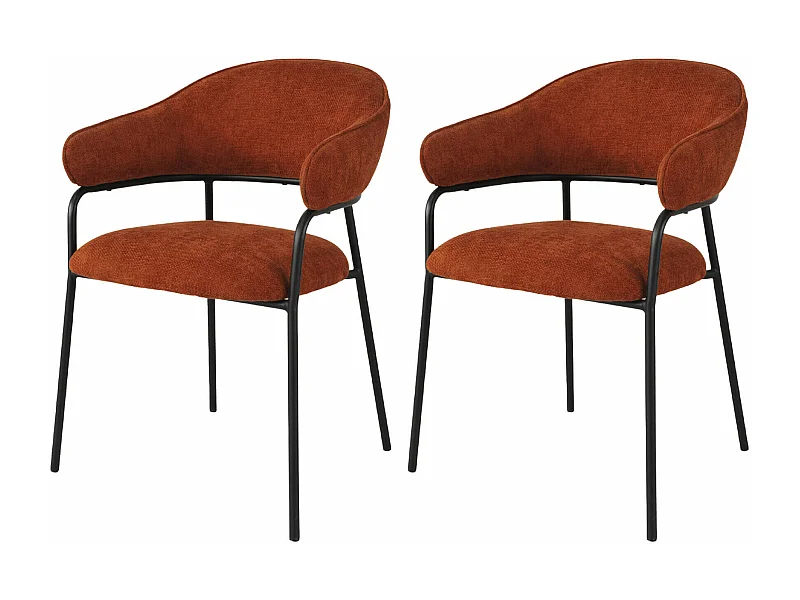 Sedie Rebecca Mobili Dombeya 82,5x57x56,5 Tessuto Poliestere Acciaio Arancione Nero Moderno SET 2 pezzi